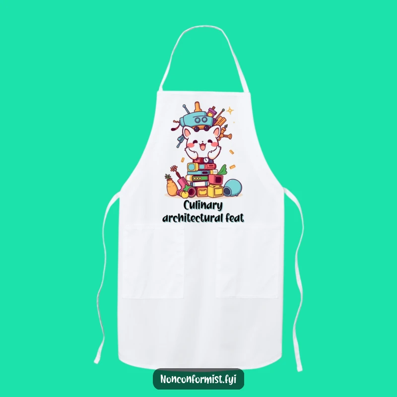 Funny Animal Builder Apron: Keep clean with this hilarious stacking design, useful gift.