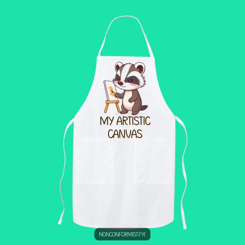 Funny Badger Artist Apron: Create with Confidence & Humor!