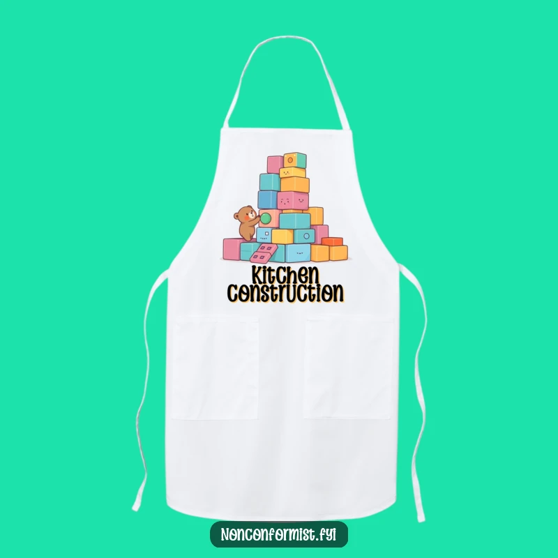 Funny Bear Apron: Kitchen Tower Builder, Colorful Blocks Fun, Perfect Funny Gift