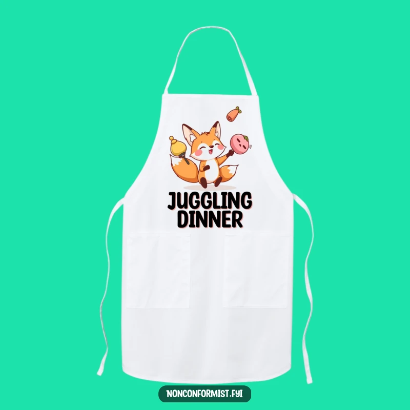 Funny Fox Apron: Juggle Your Cooking, Hilarious Kitchen Gift!
