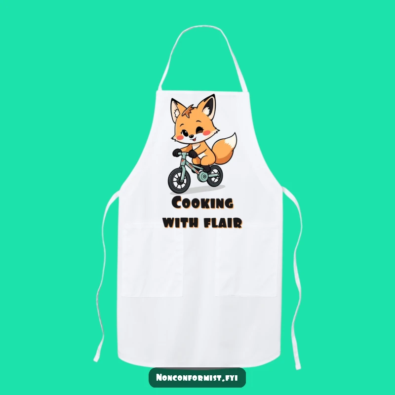 Funny Fox Unicycle Apron: Quirky Character Chef Wear for Playful Cooking