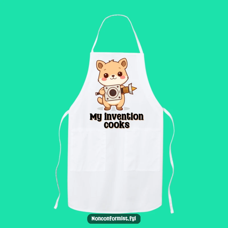 Funny Inventor Frog Apron: Cute Animal, Unconventional Gear Design for a Fun Cooking Gift