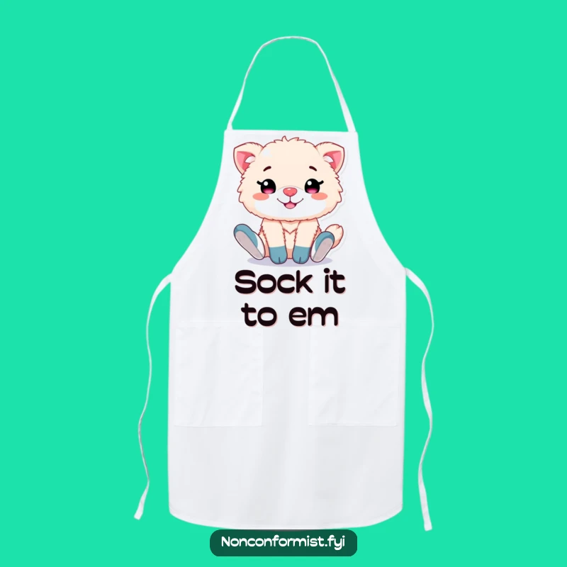 Funny Mismatched Socks Animal Apron: Fluffy Character Kitchen Fun