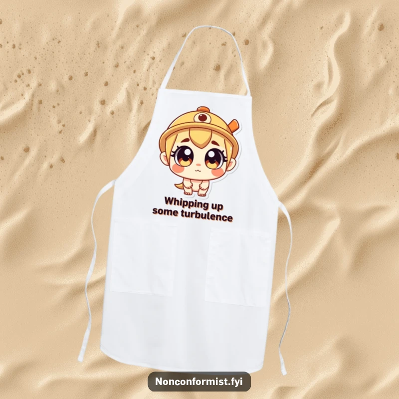 Funny Apron adorned with a curious character sporting a propeller hat, ready for culinary adventures. A practical and funny gift.