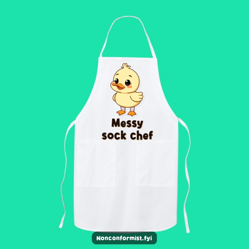 Funny Duck Mismatched Socks Apron: Cook with Goofy Flair
