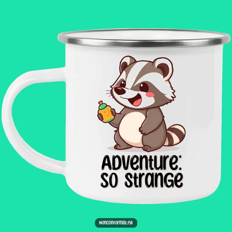 Funny Badger Object Camping Mug: Unique Drinkware for Enthusiastic Adventures