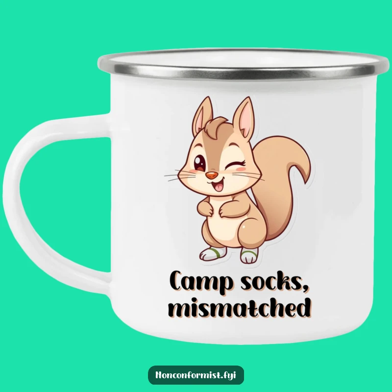 Funny Squirrel Socks Camping Mug: Mischievous Drinkware for Outdoor Fun