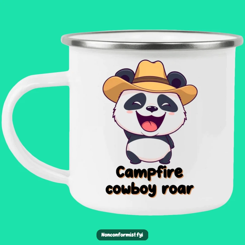 Funny Panda Cowboy Camping Mug: Roaring Good Cup for Outdoor Fun