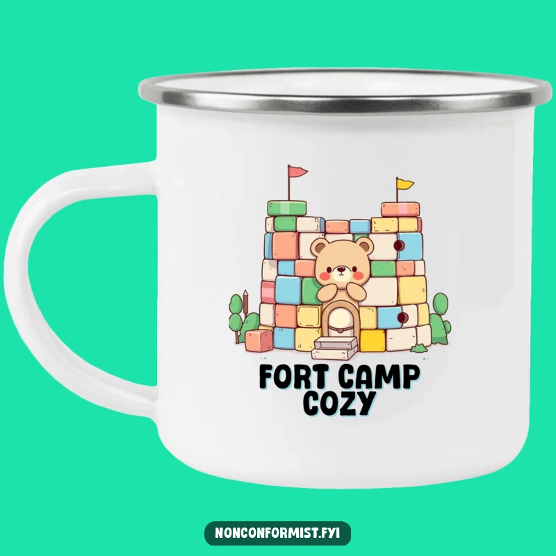 Funny Little Bear Camping Mug: Fort Building Adventure - Hilarious Outdoor Gift
