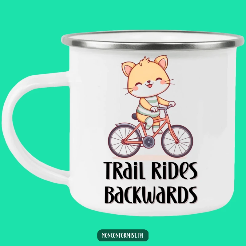 Funny Backward Bicycle Camping Mug: Adventure with Quirky Style