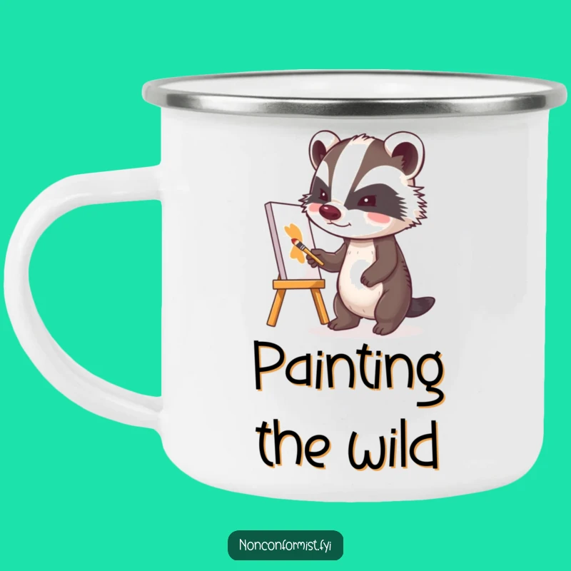 Funny Badger Artist Camping Mug: Inspired Art on the Go!