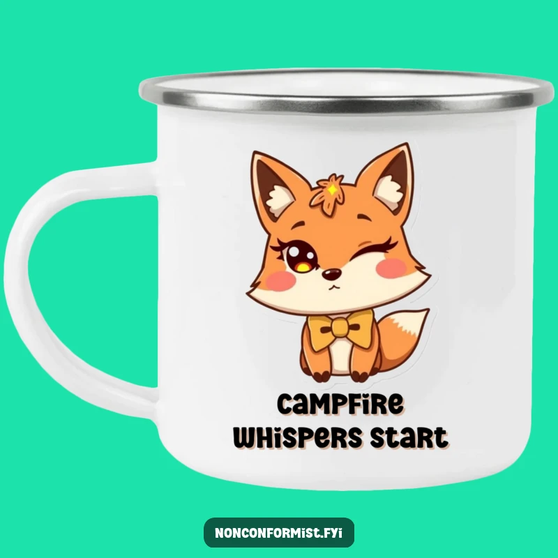 Funny Fox Bow Tie Camping Mug: Adventure with a Wink!