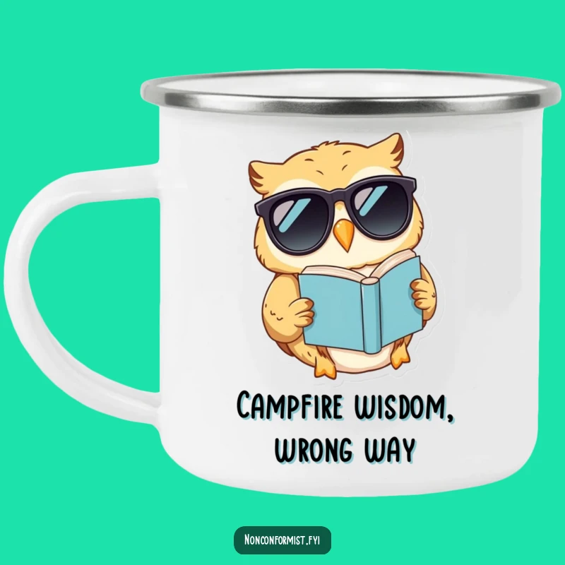 Funny Owl Sunglasses Camping Mug - Sip Cool Wisdom on the Go!
