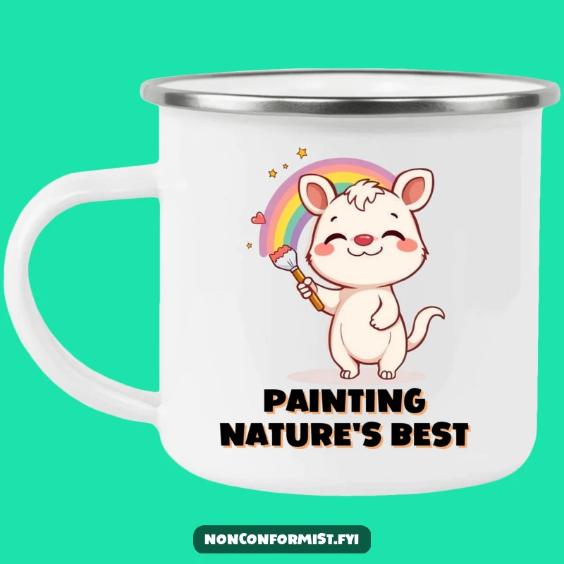 Funny Rainbow Painting Animal Camping Mug: Outdoor Humor and Hilarious Gift