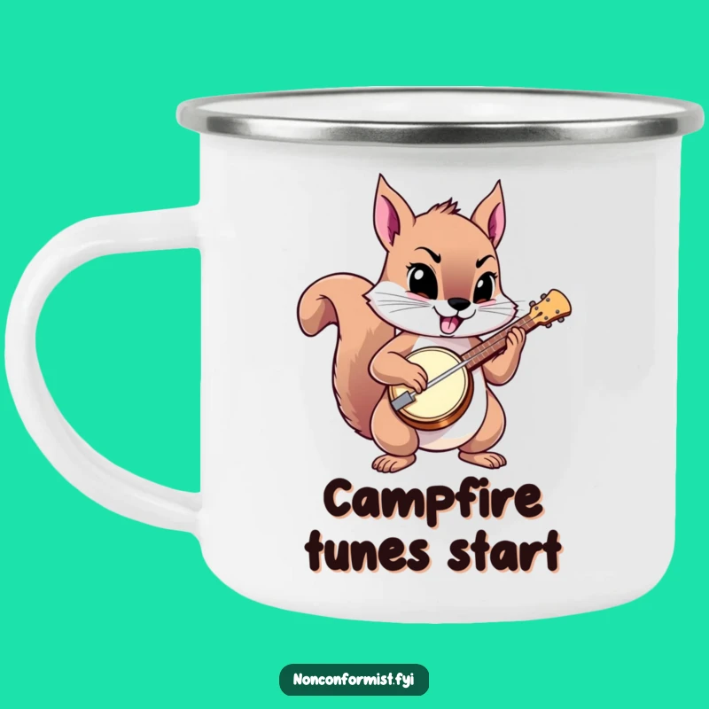 Funny Squirrel Banjo Camping Mug: Adventure with a Defiant Beat!