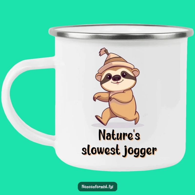 Funny Sloth Hat Speed Walk Camping Mug: Quirky & Durable Outdoor Companion