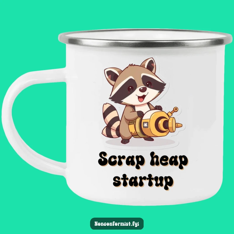 Funny Raccoon Contraption Camping Mug: Adventure Brewed with Humor!