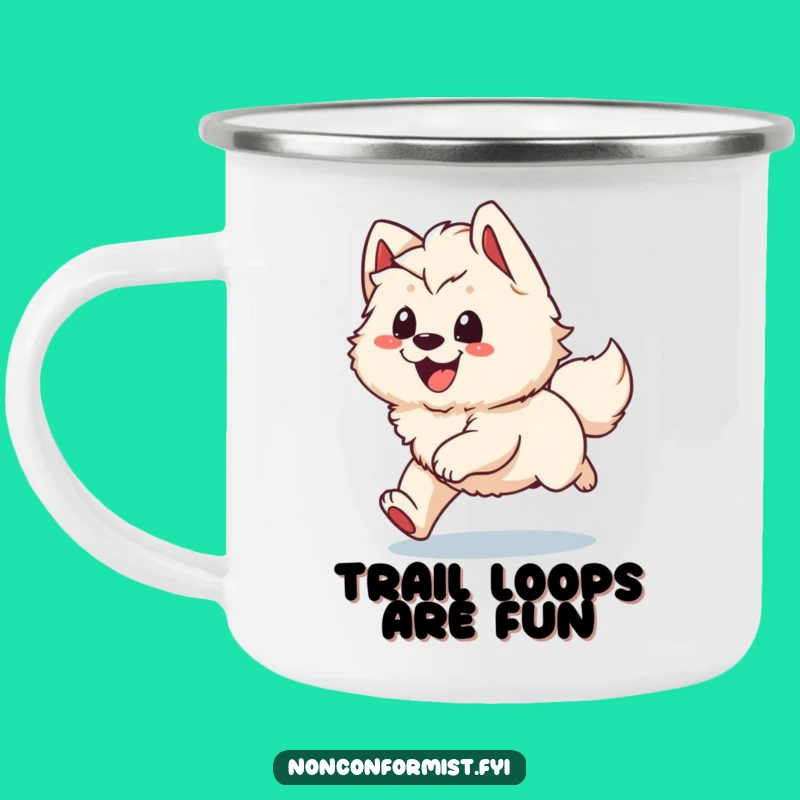 Funny Campfire Tail Chase Mug: Durable Dog Character Cup, Outdoor Humor Gift