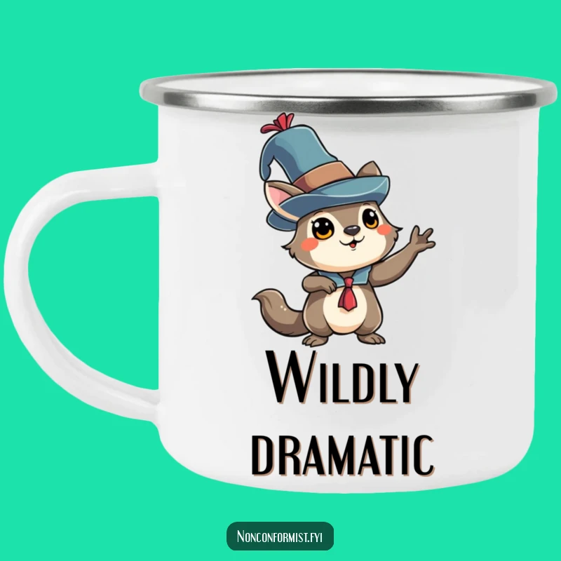 Funny Eccentric Hat Animal Camping Mug: Adventure with Dramatic Flair