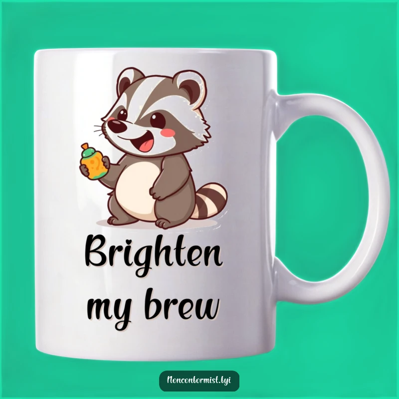 Funny Badger Object Mug: Unique Excited Character Gift for a Joyful Sip
