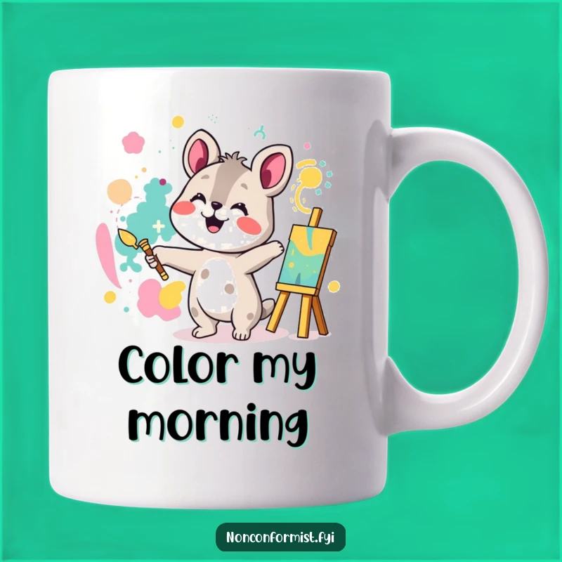 Funny Creative Animal Painting Mug: Joyful Artist Character Gift