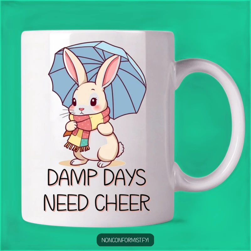 Funny Rabbit Umbrella Mug: Whimsical Weather Companion, Perfect Funny Gift for Rain Lovers