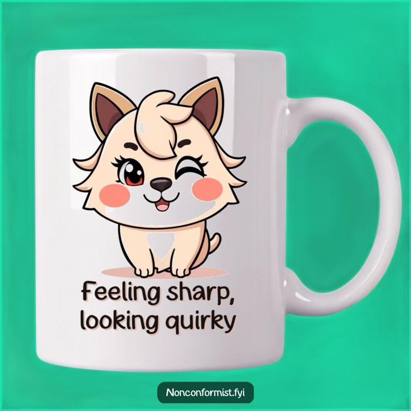 Funny Winkin' Haircut Animal Mug: Cheeky Style for Your Brew, Perfect Funny Gift