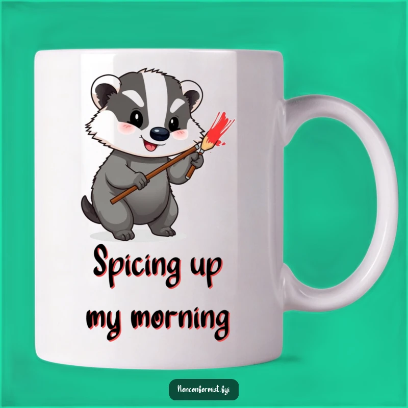 Funny Badger Artist Mug: Stripes of Joy Funny Gift