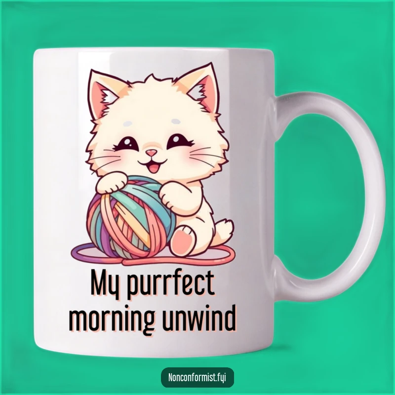 Funny Fluffy Cat Yarn Lover Mug - A Purrfectly Humorous Gift for Cat Enthusiasts