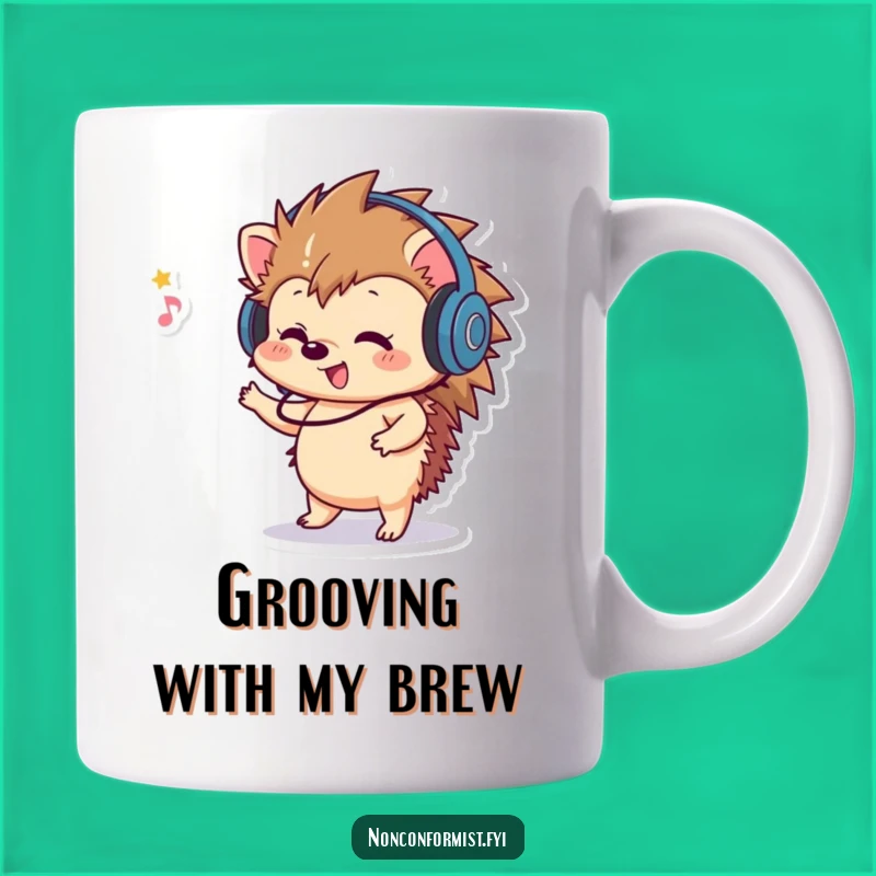 Funny Hedgehog Headphones Mug: Dance to Your Own Beat with Joy