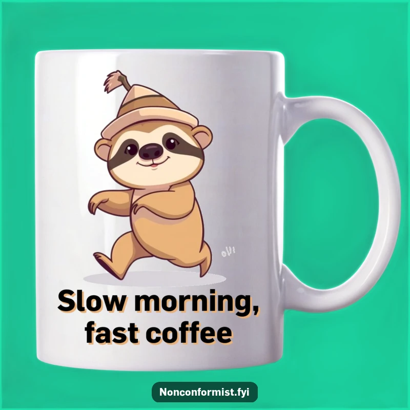 Funny Sloth Hat Speed Walk Mug: Hilarious Quirky Design, Perfect Funny Gift