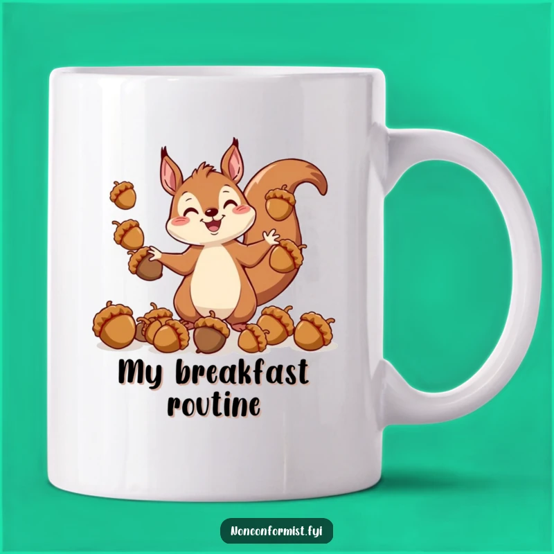 Funny Squirrel Juggling Acorns Mug - A Hilarious Gift for Nature Lovers