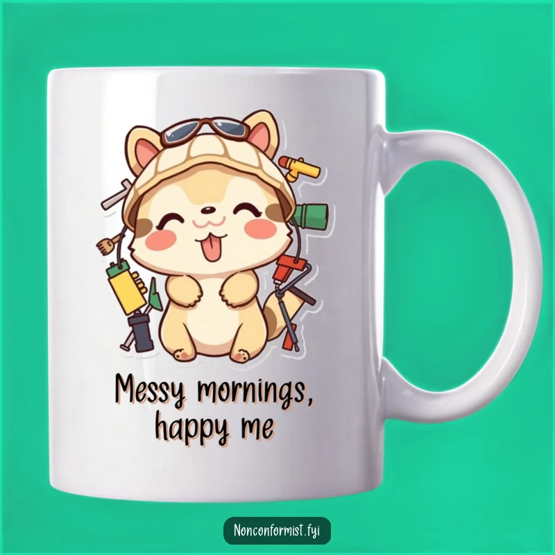 Funny Tongue-Out Builder Mug: Playful Animal Creates Chaos, Perfect Funny Gift Idea