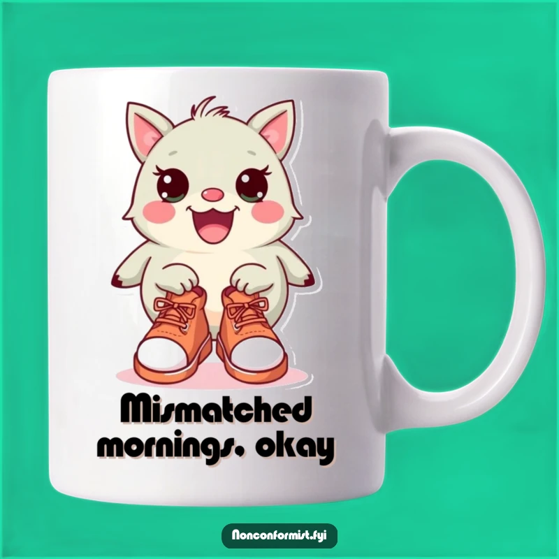 Funny Mismatched Shoes Mug: Quirky Creature Humor, Perfect Eccentric Gift