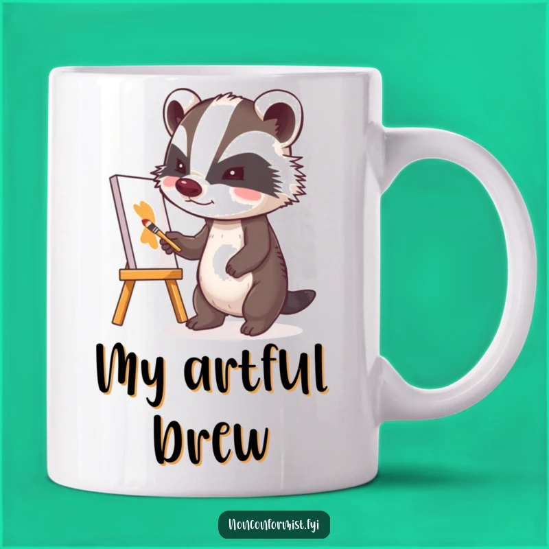 Funny Determined Badger Artist Mug: Perfect for Imperfect Creations!