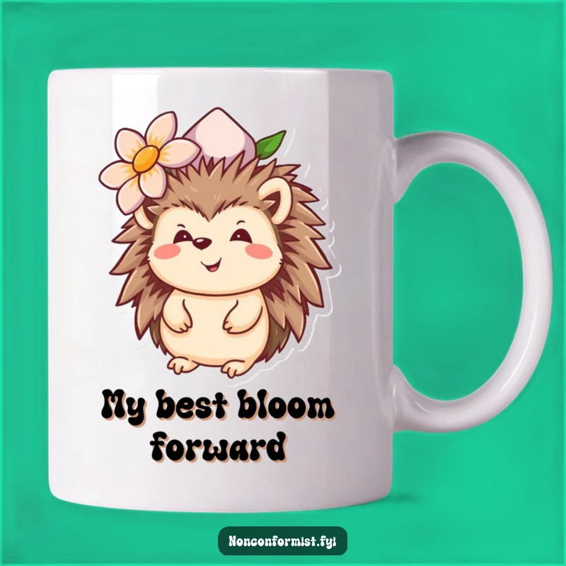 Funny Hedgehog Flower Hat Mug - Adorable and Quirky Gift for Nature Lovers