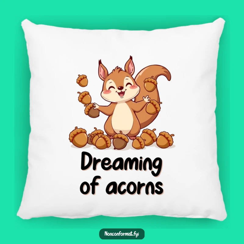 Funny Squirrel Juggling Acorns Pillow - Comfy & Hilarious Accent for Your Couch