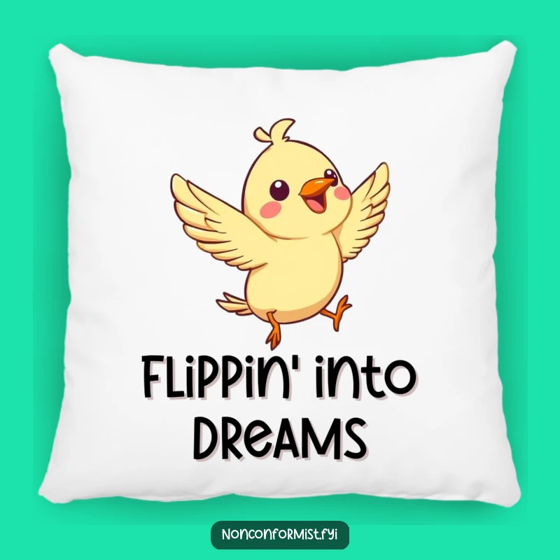 Funny Bird Aerial Flip Pillow: Joyful Chirp Cushion, Gift