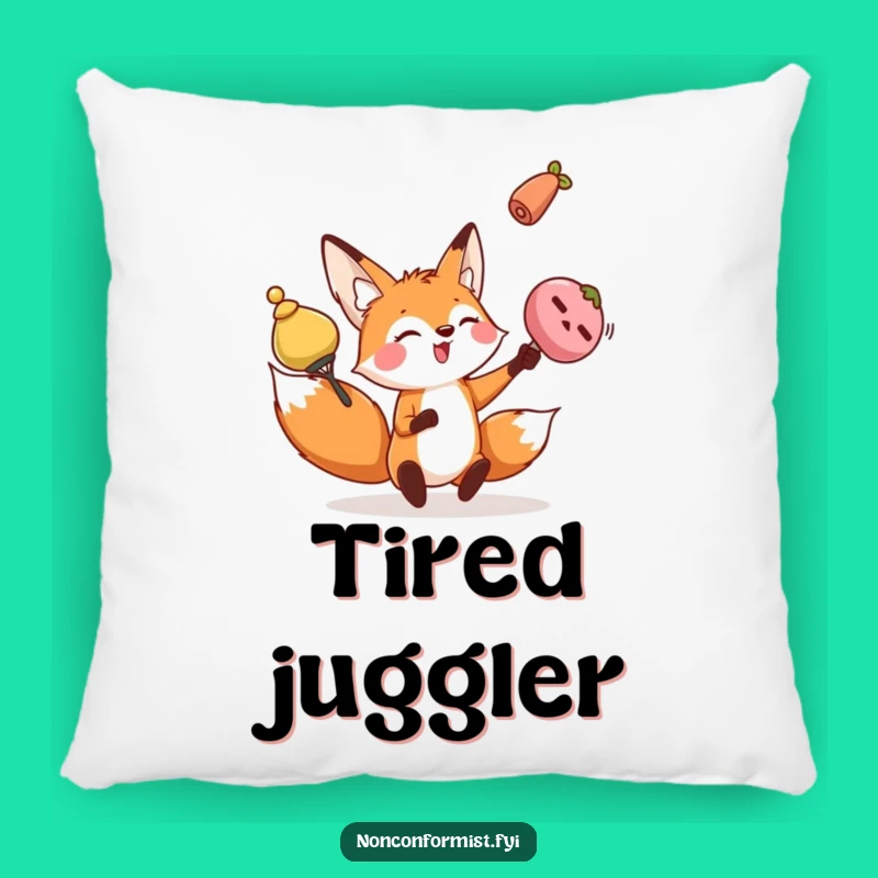 Funny Fox Pillow: Cozy Juggler Accent, Perfect Comfy Gift!