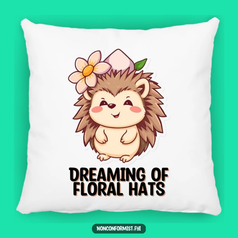 Funny Hedgehog Flower Hat Pillow - Soft and Humorous Accent for Cozy Comfort