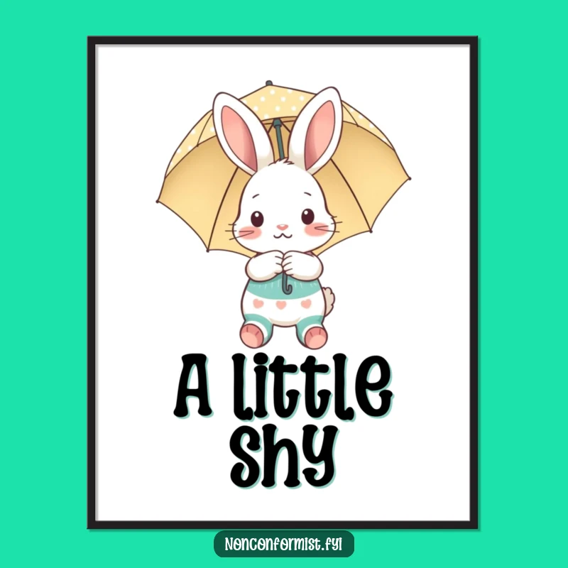 Funny Shy Bunny Digital Art: Instant Charm, a Hilarious Gift Download