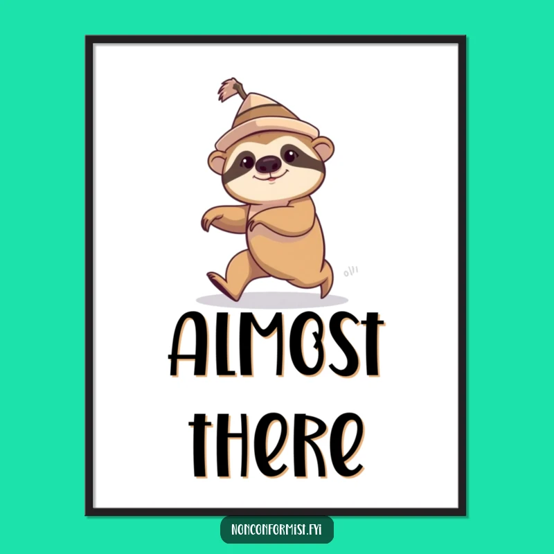 Funny Sloth Hat Speed Walk Digital Print: Quirky Art for Instant Hilarious Decor