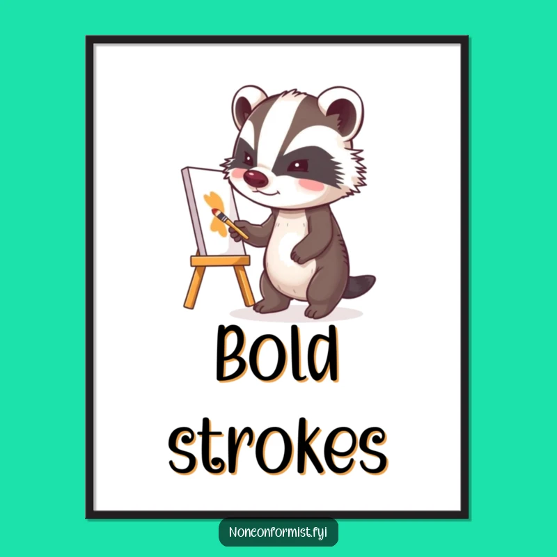 Funny Badger Artist Digital Art: Instant Artistic Charm!