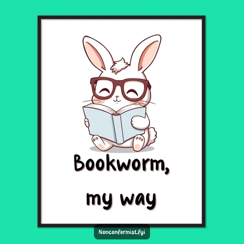 Funny Bunny Reading Digital Art - Instant Intellectual Decor for Book Lovers' Spaces