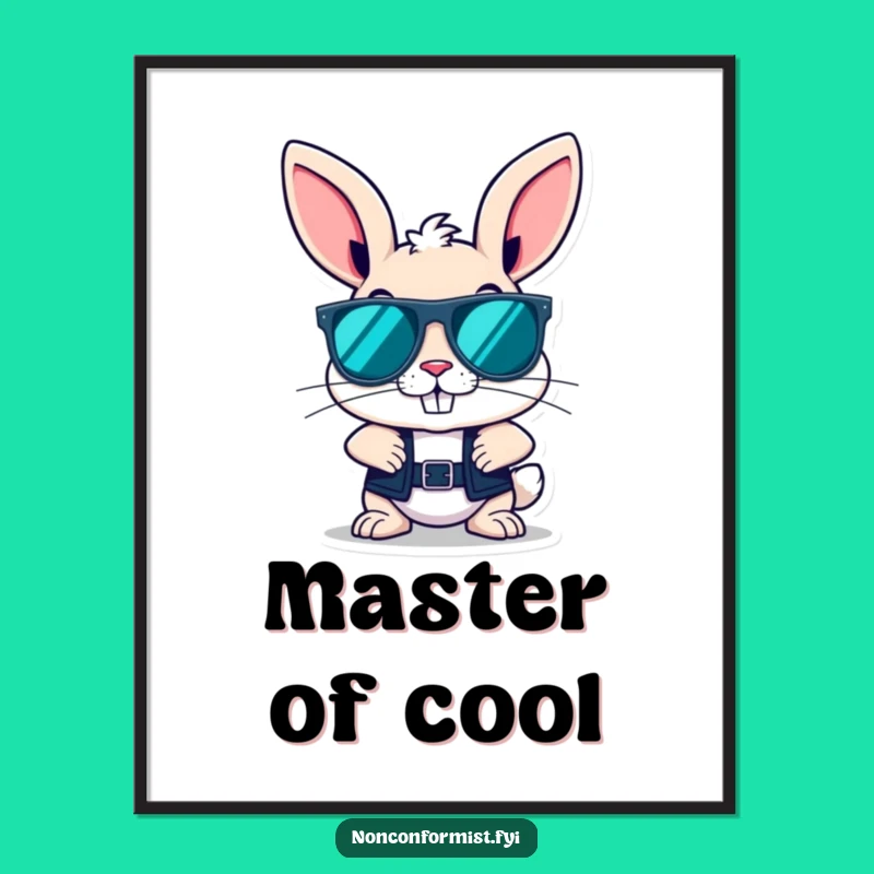 Funny Bunny Sunglasses Digital Art: Rebellious Character Download for Instant Cool