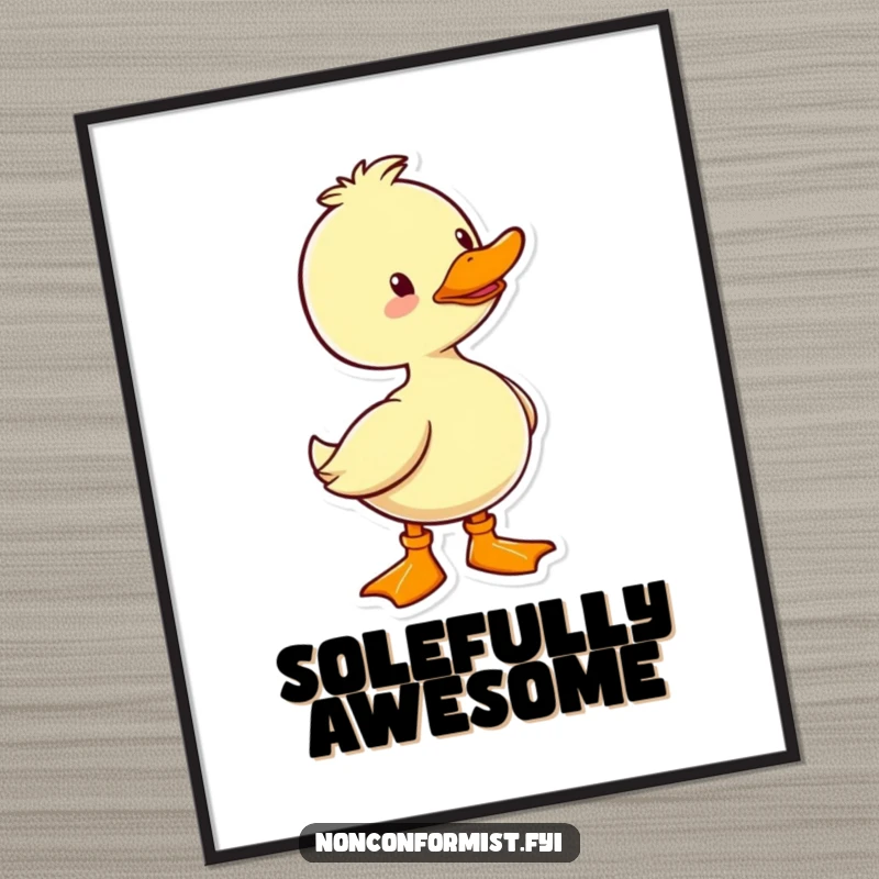 Funny Duck Digital Art Print: A cheerful duck wearing a single, brightly colored boot, perfect for instant decor.