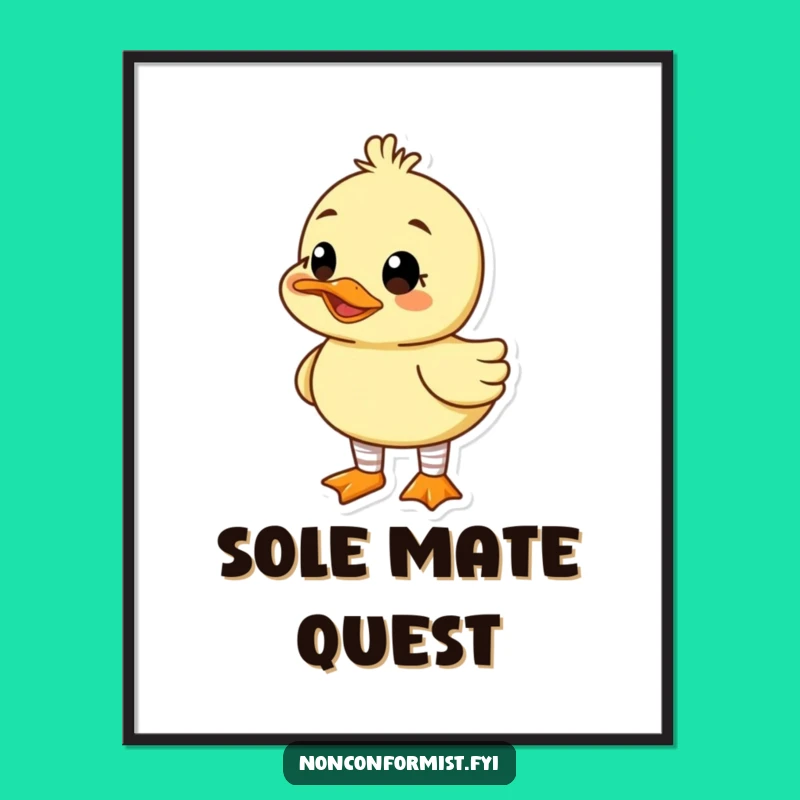 Funny Duck Mismatched Socks Digital Art: Goofy Duck Print