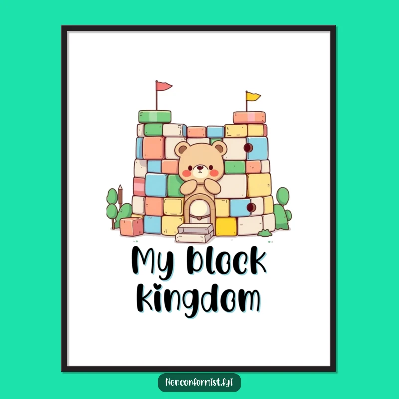 Funny Little Bear Digital Art: Fort Building Fun - Instant Hilarious Download