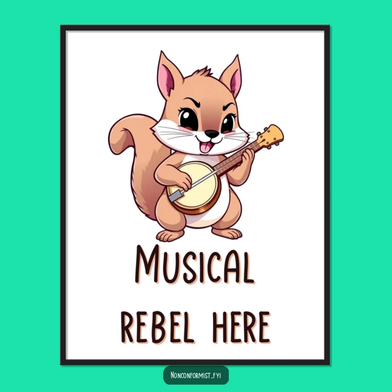 Funny Squirrel Banjo Digital Art: Instant Defiant Decor!