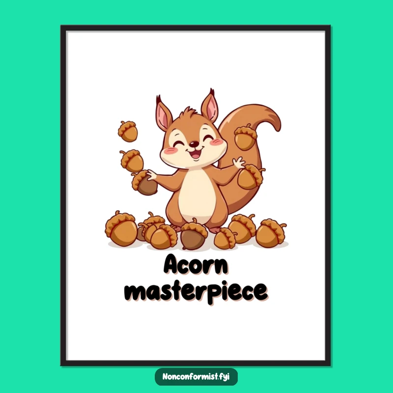 Funny Squirrel Juggling Acorns Digital Print - Instant Hilarious Wall Art